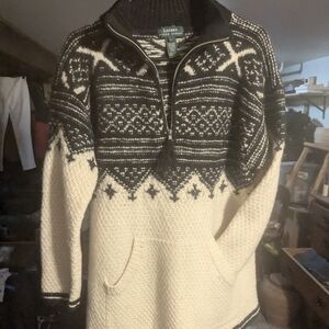 Ralph Lauren Black and Cream Zip Up Sweater